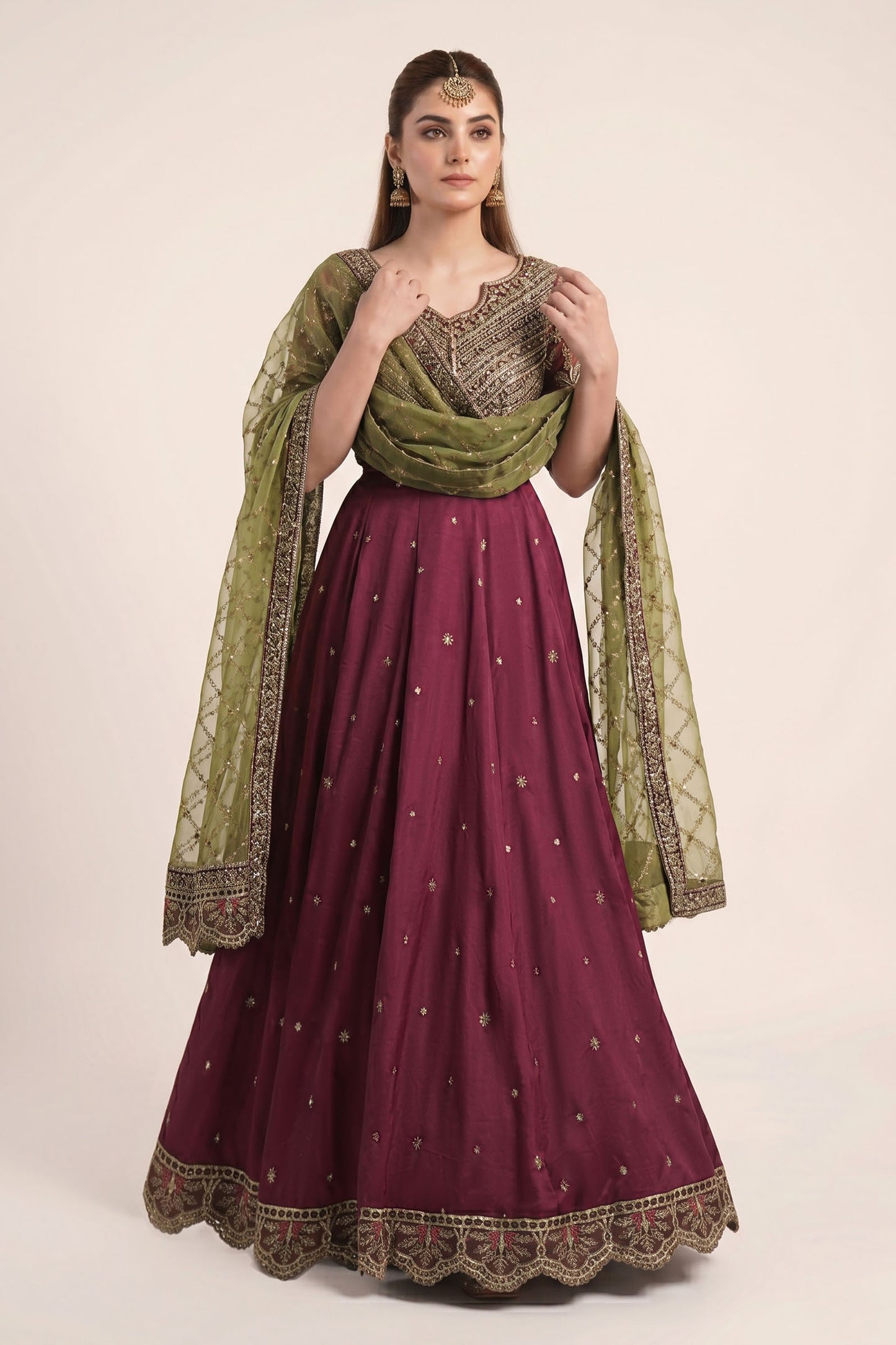 3 Piece Embroidered Raw Silk Suit