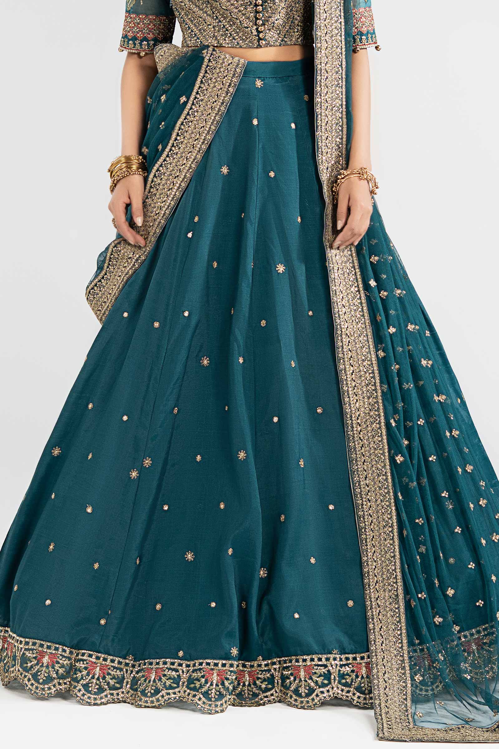 3 Piece Embroidered Raw Silk Suit