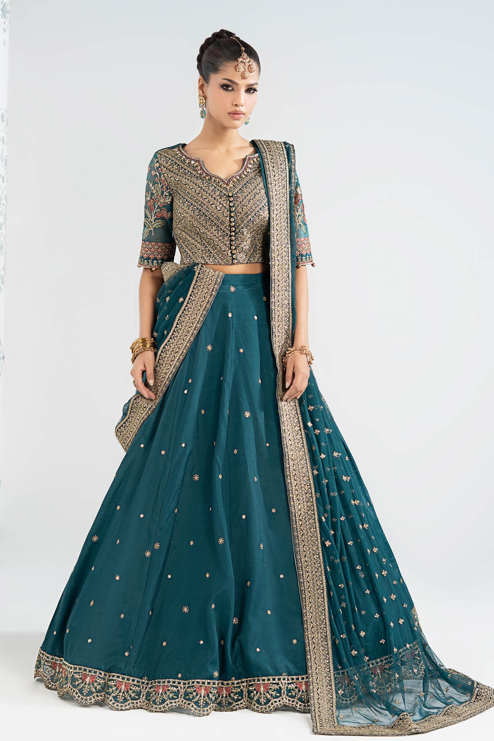 3 Piece Embroidered Raw Silk Suit