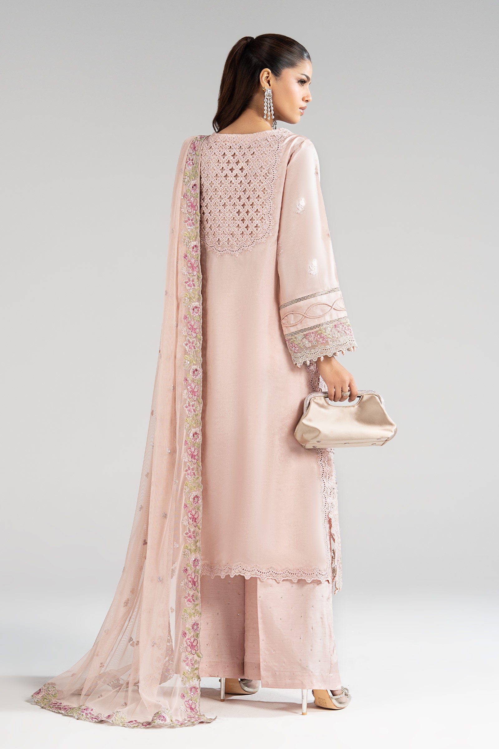 3 Piece Embroidered Tissue Silk Suit
