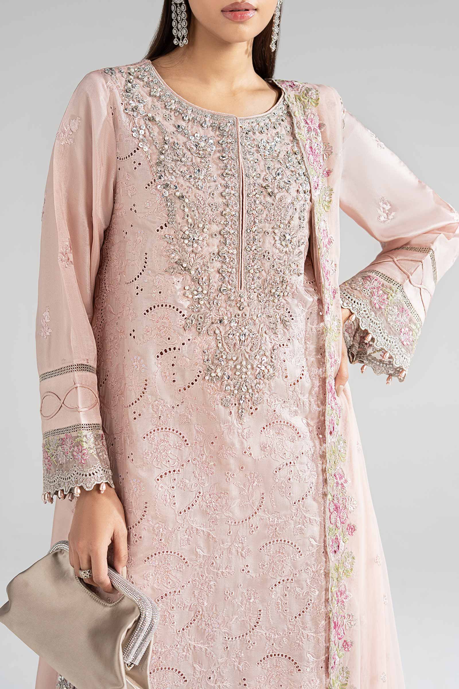 3 Piece Embroidered Tissue Silk Suit