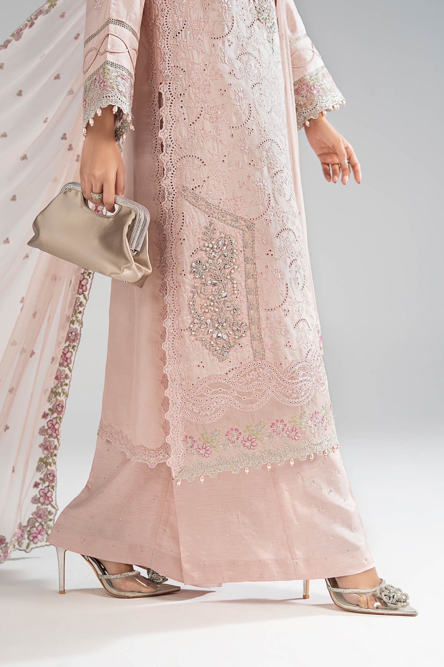 3 Piece Embroidered Tissue Silk Suit