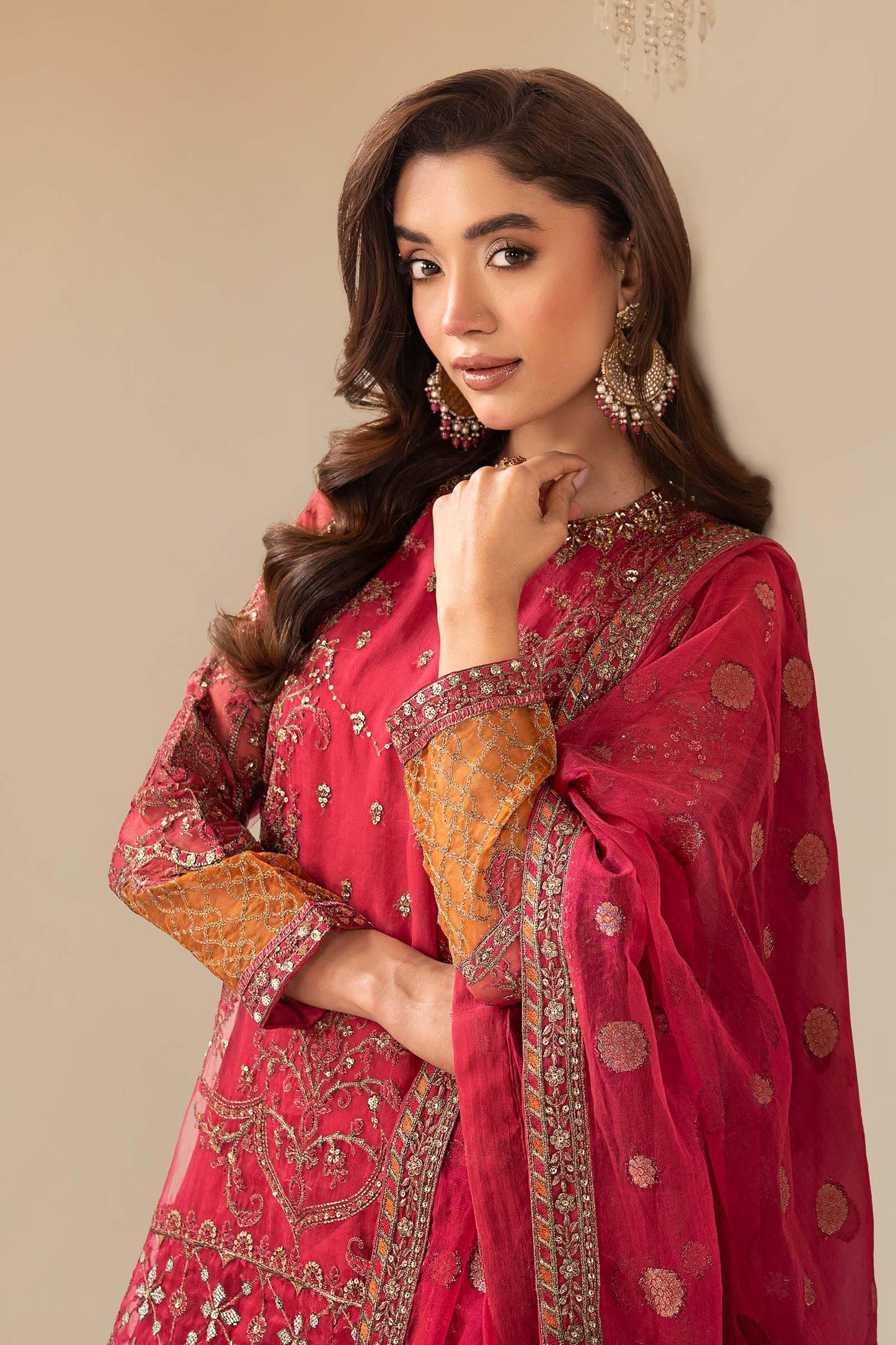 3 Piece Embroidered Organza Suit