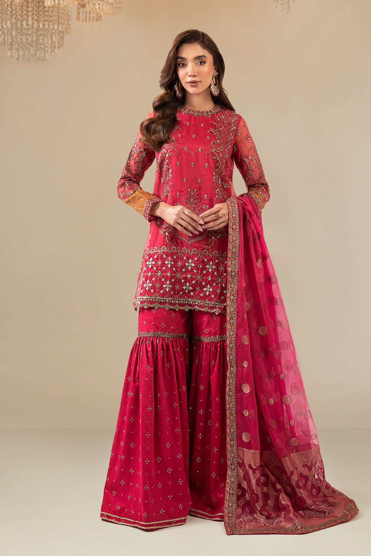 3 Piece Embroidered Organza Suit
