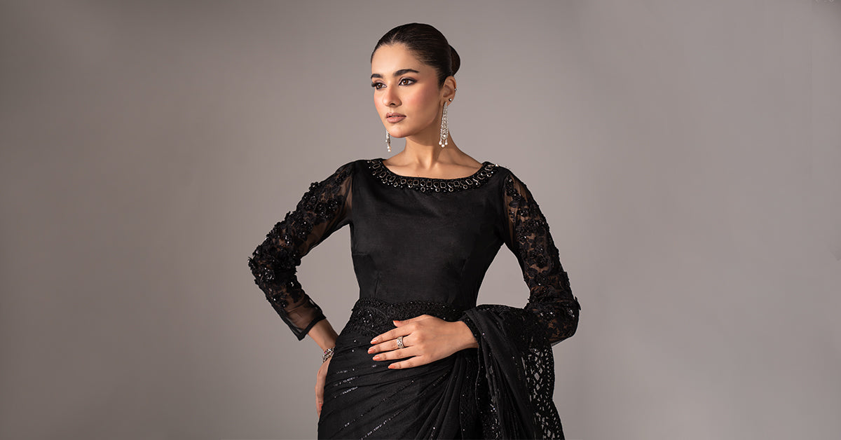 Embroidered Net Saree