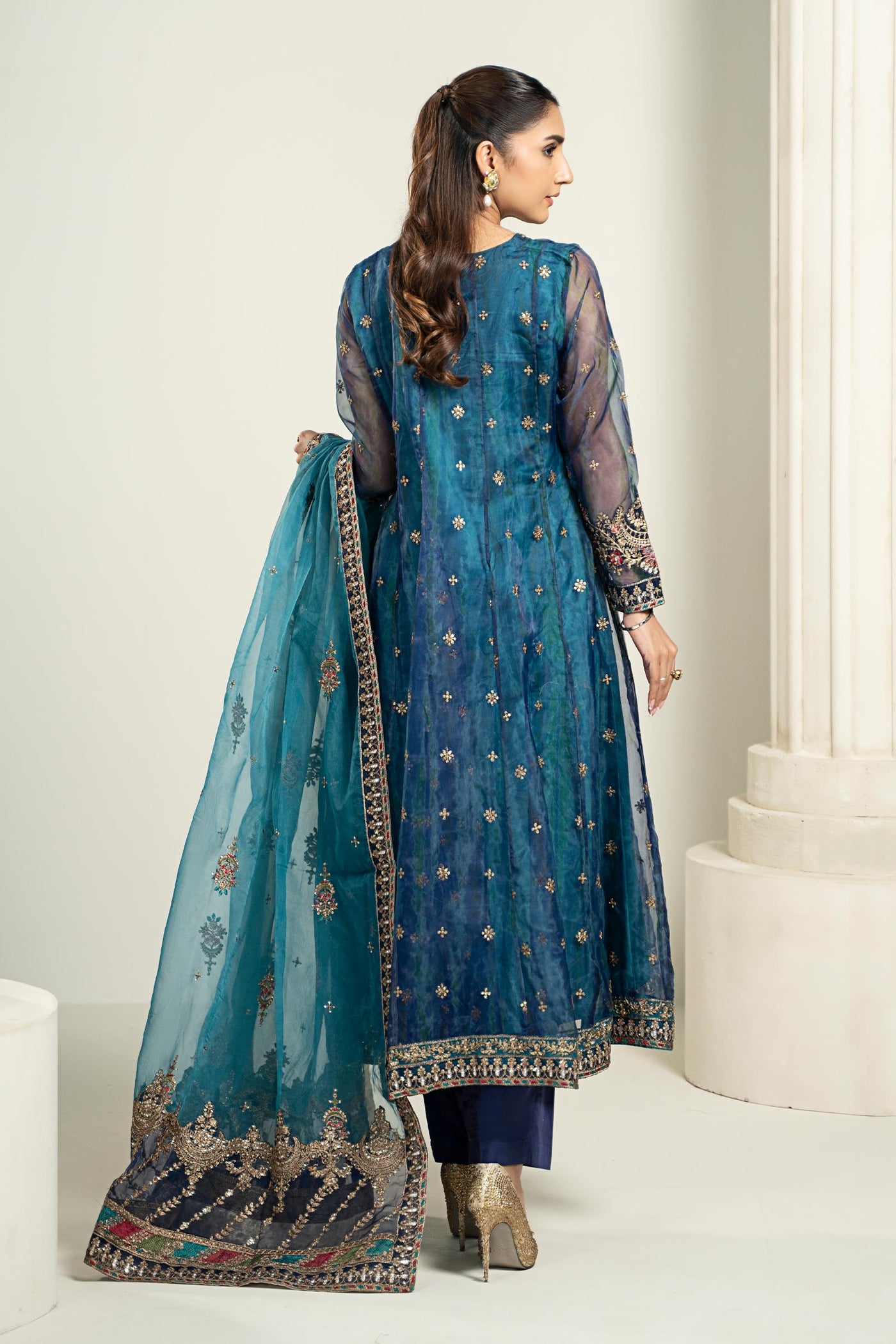 3 Piece Embroidered Frock