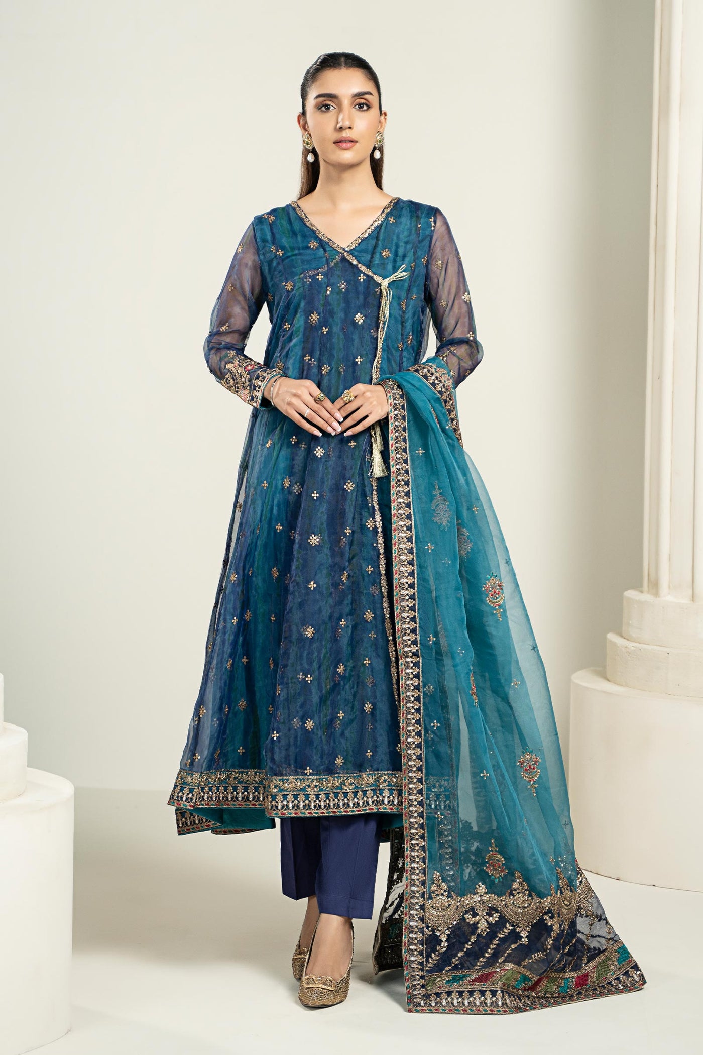 3 Piece Embroidered Frock