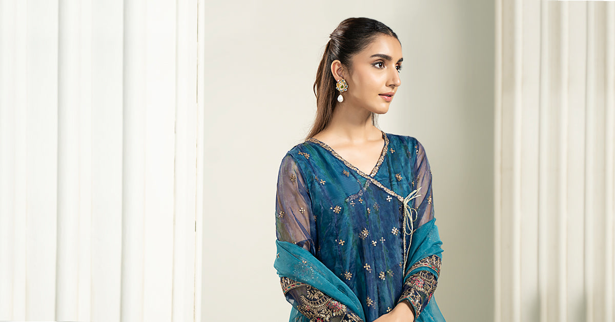 3 Piece Embroidered Frock