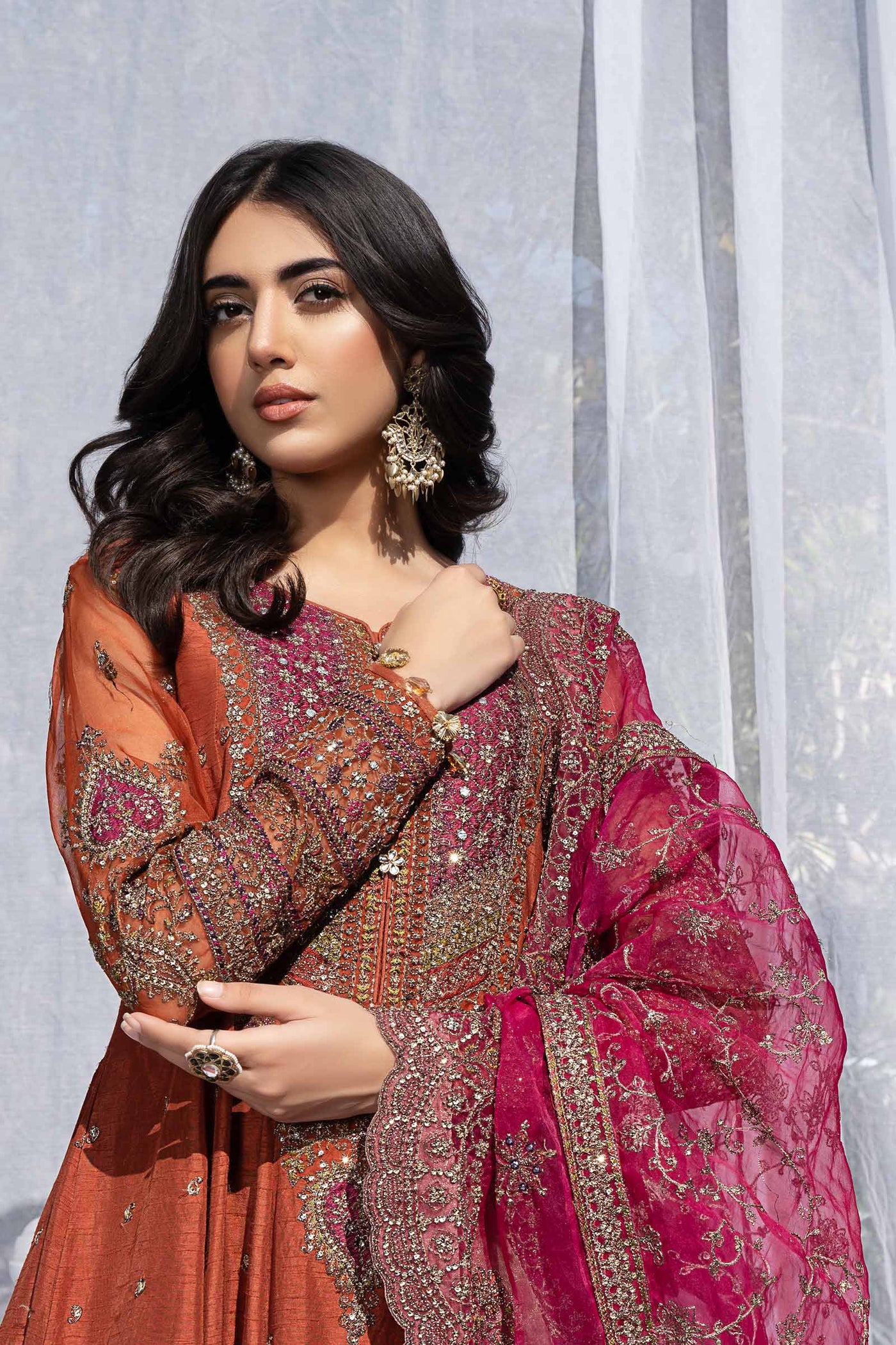 3 Piece Embroidered Raw Silk Suit
