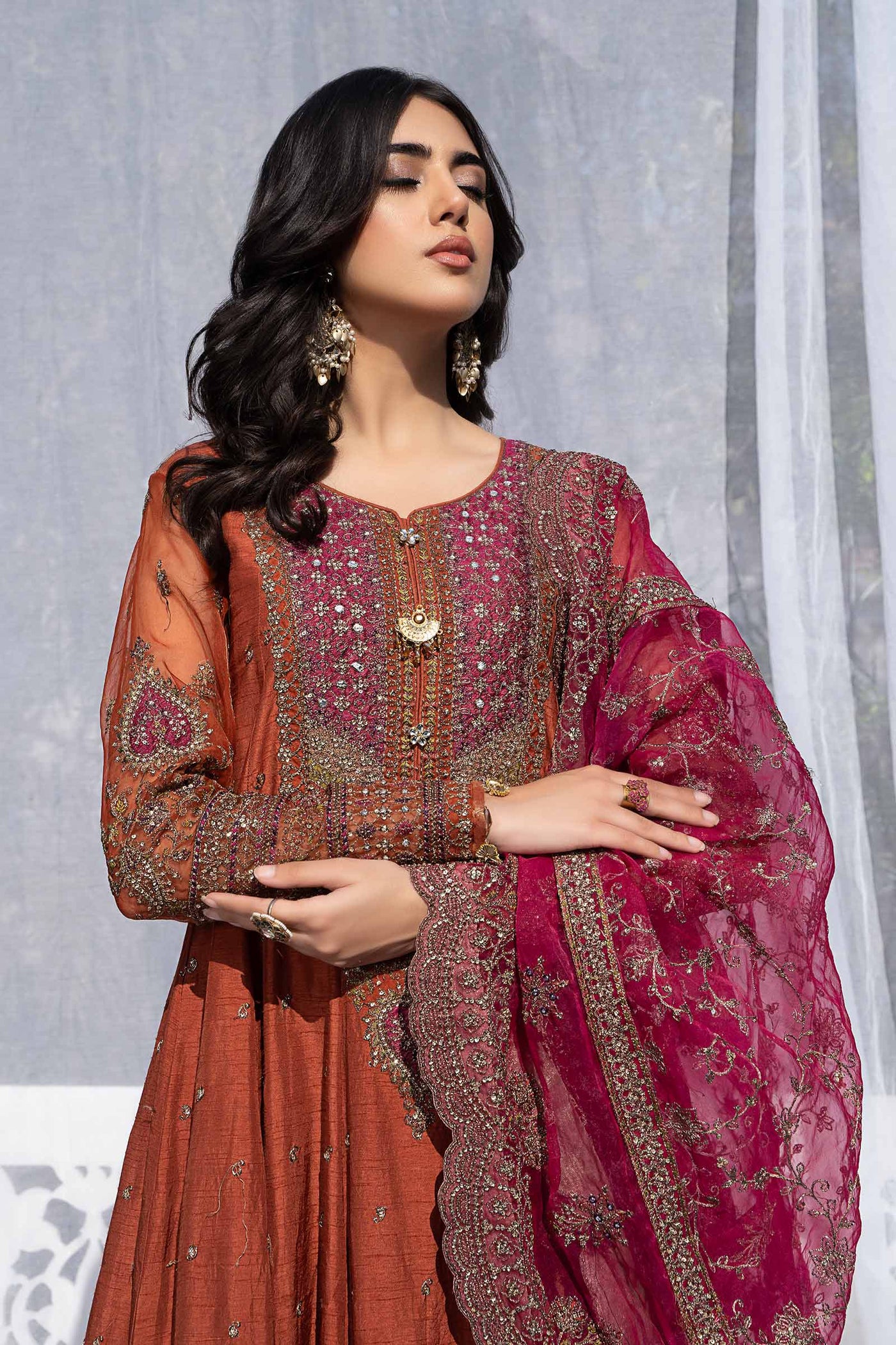 3 Piece Embroidered Raw Silk Suit