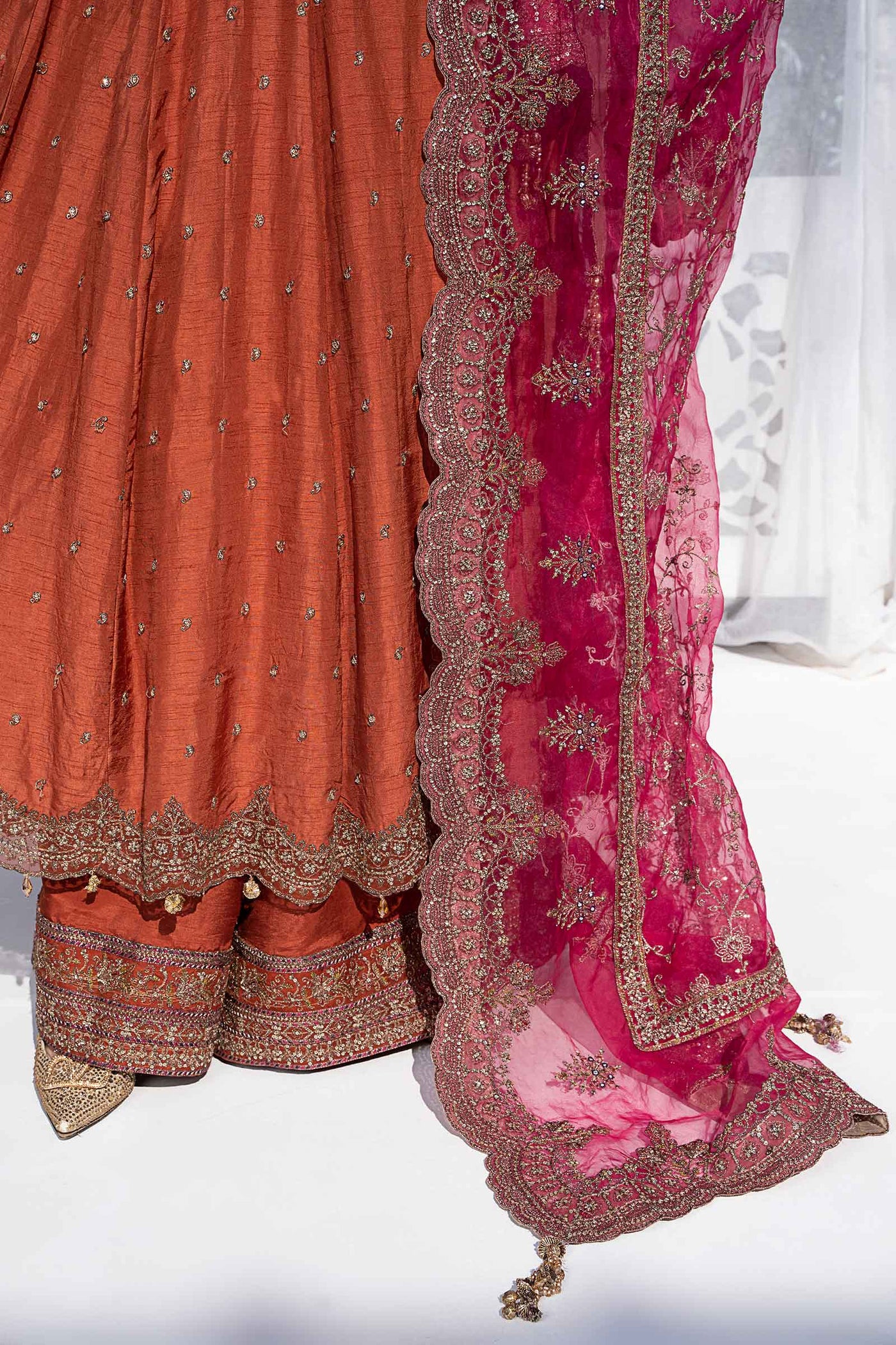 3 Piece Embroidered Raw Silk Suit