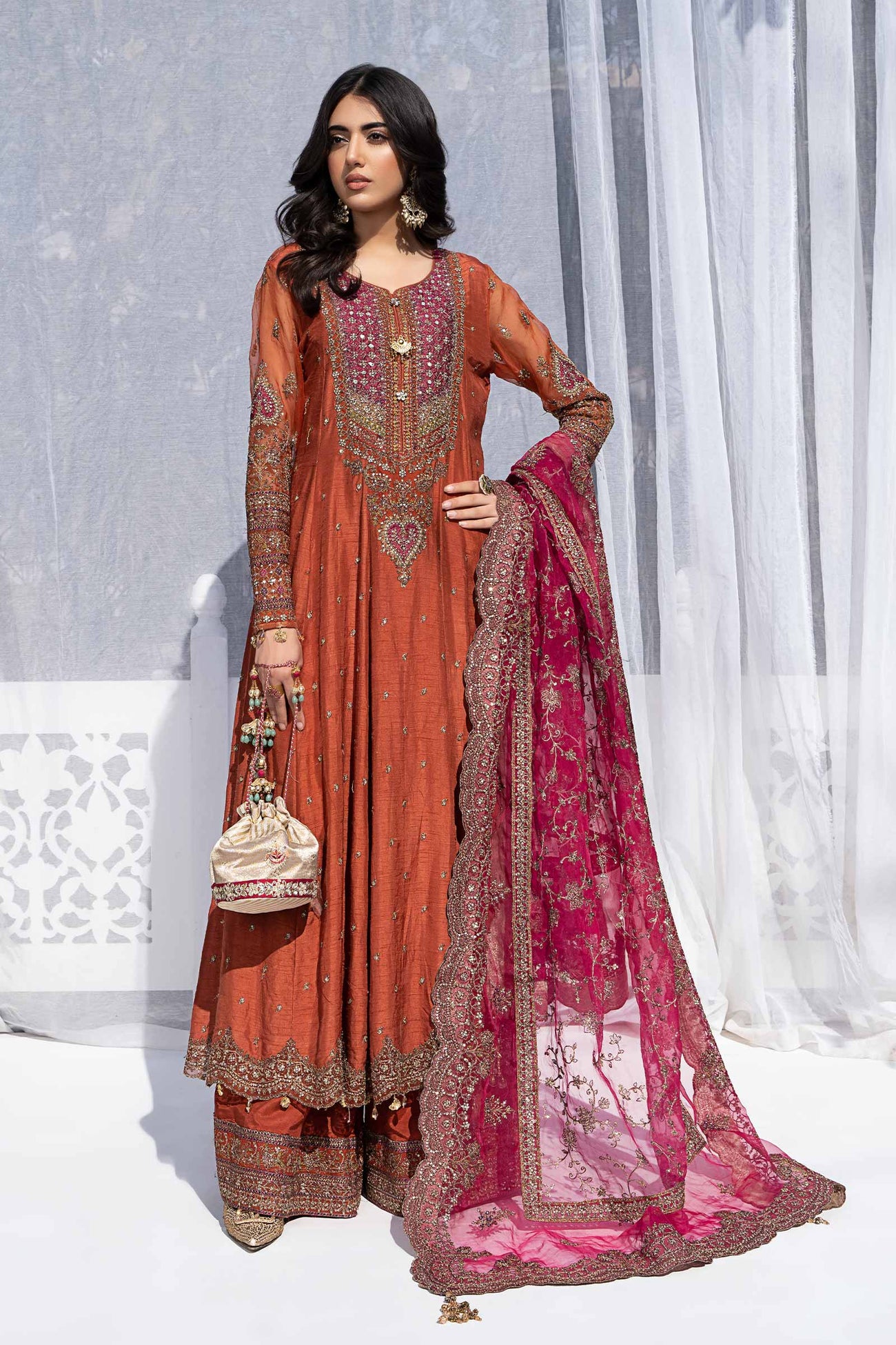 3 Piece Embroidered Raw Silk Suit