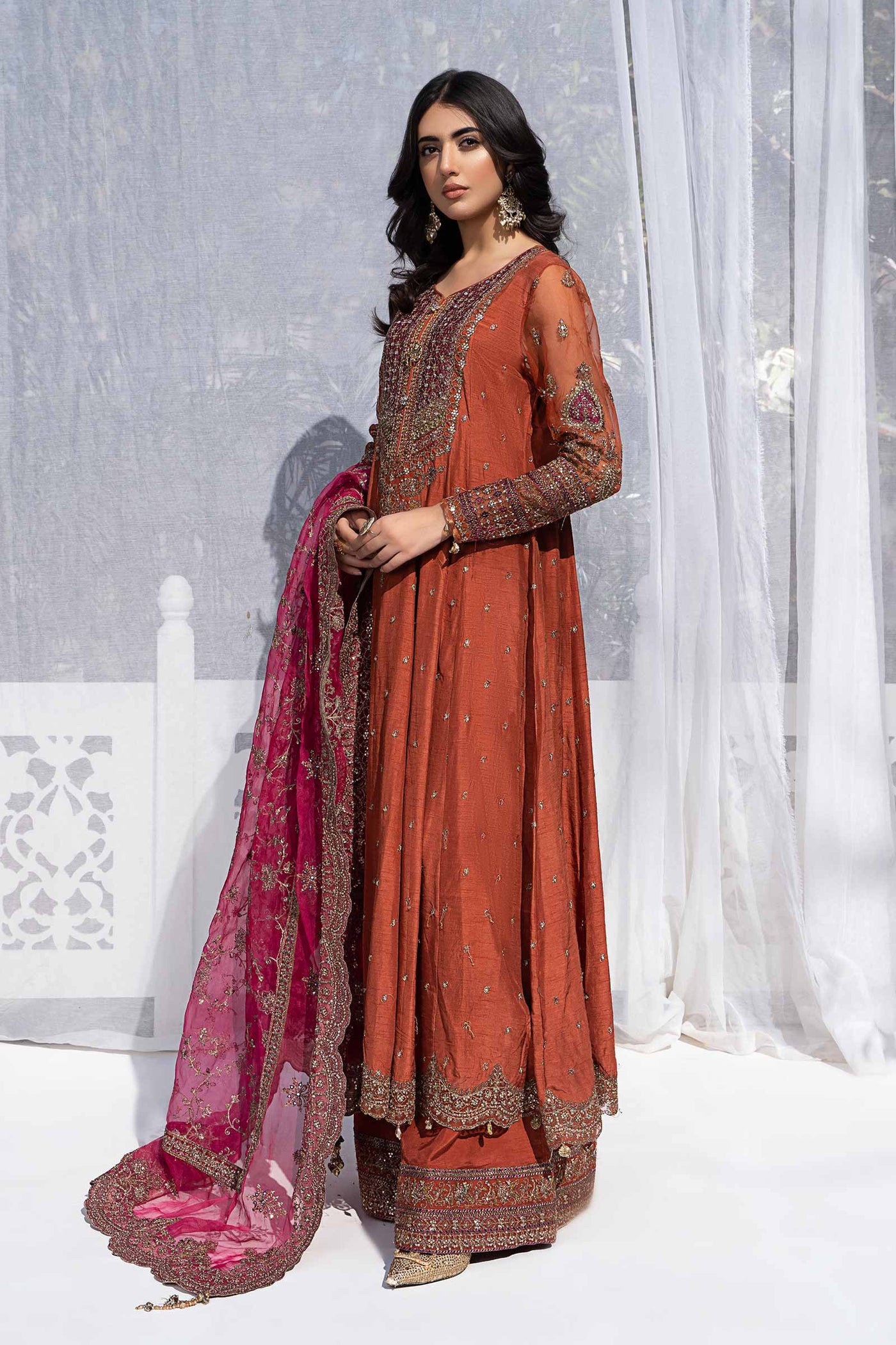 3 Piece Embroidered Raw Silk Suit