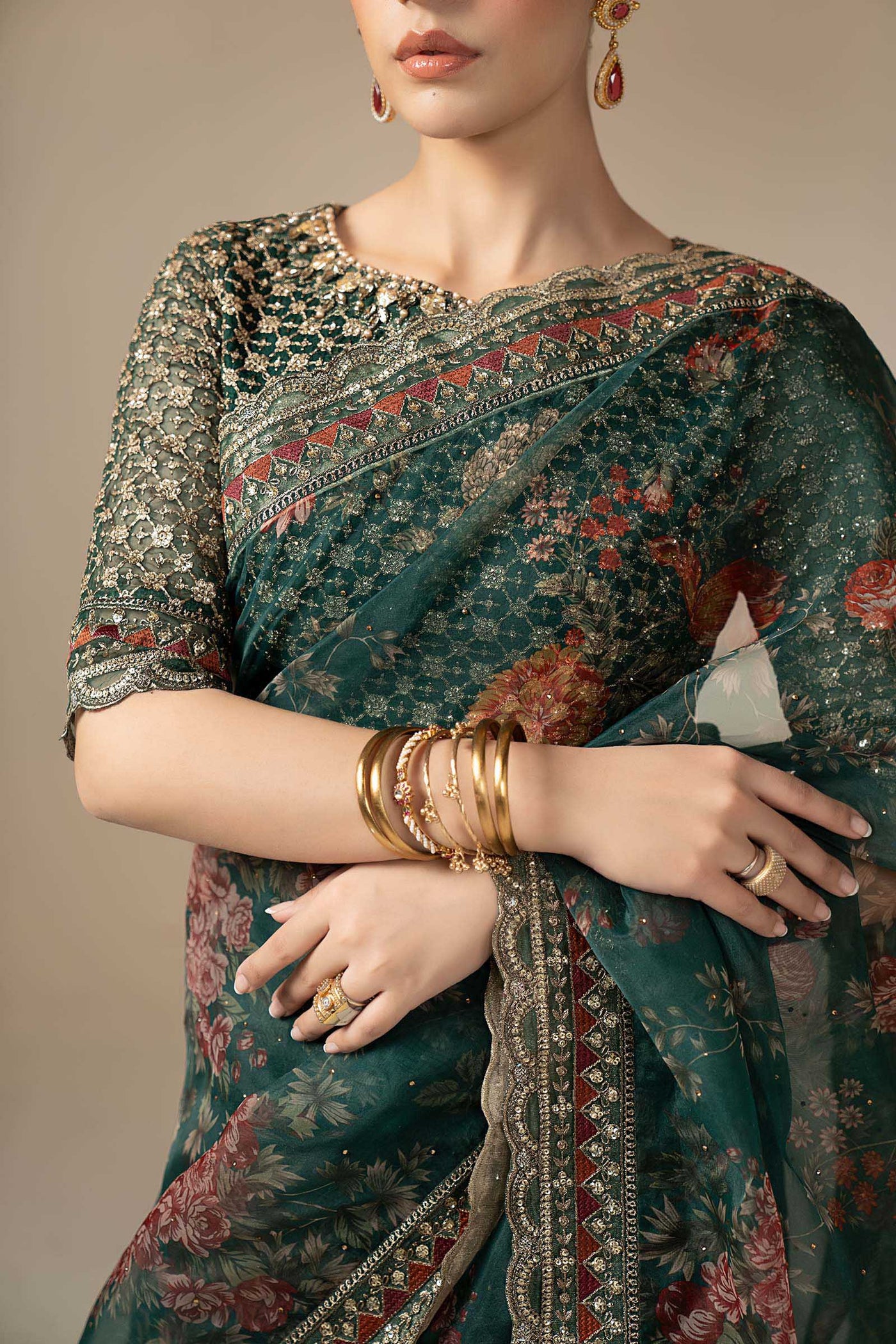 Embroidered Organza Saree