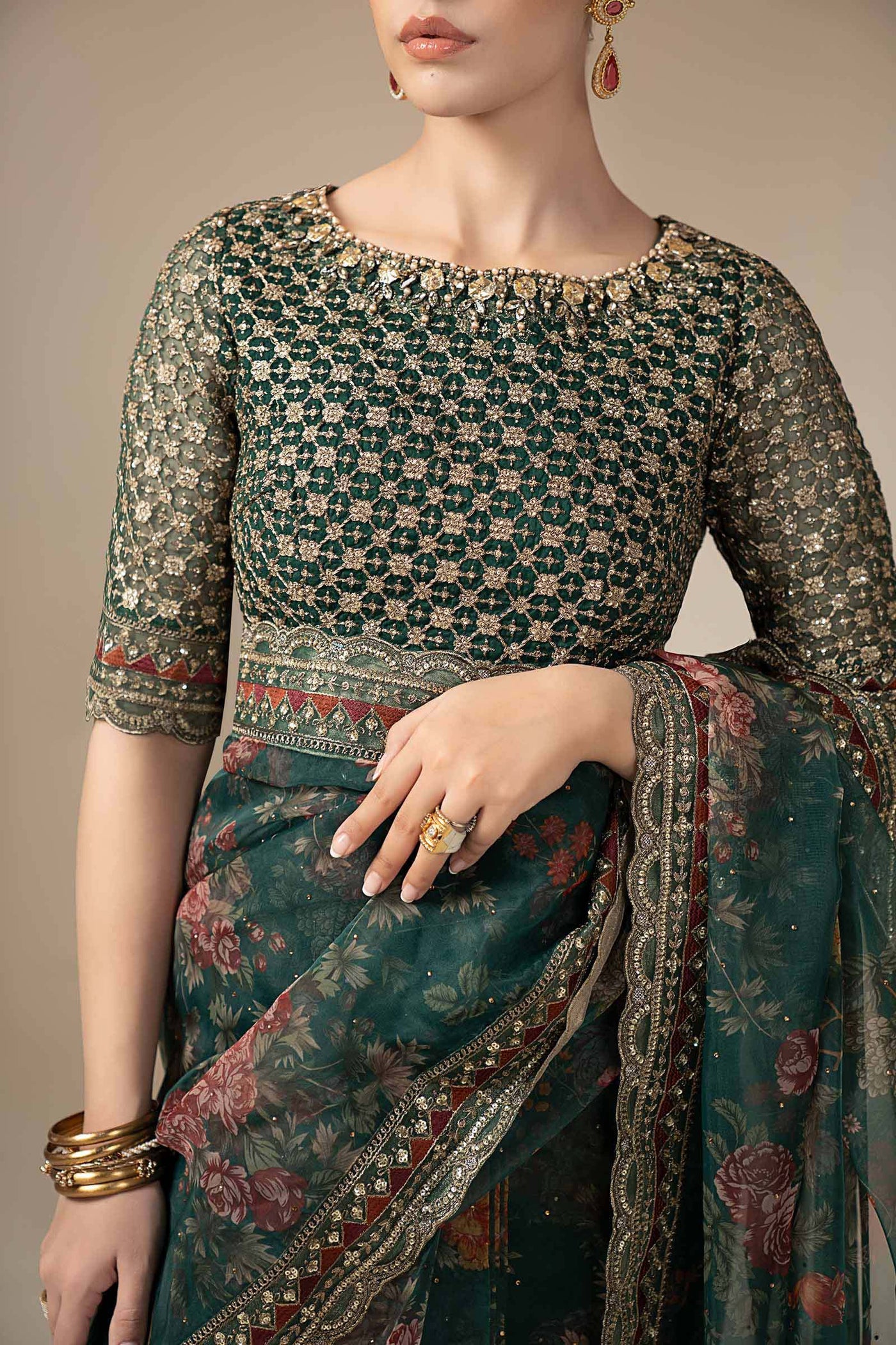 Embroidered Organza Saree