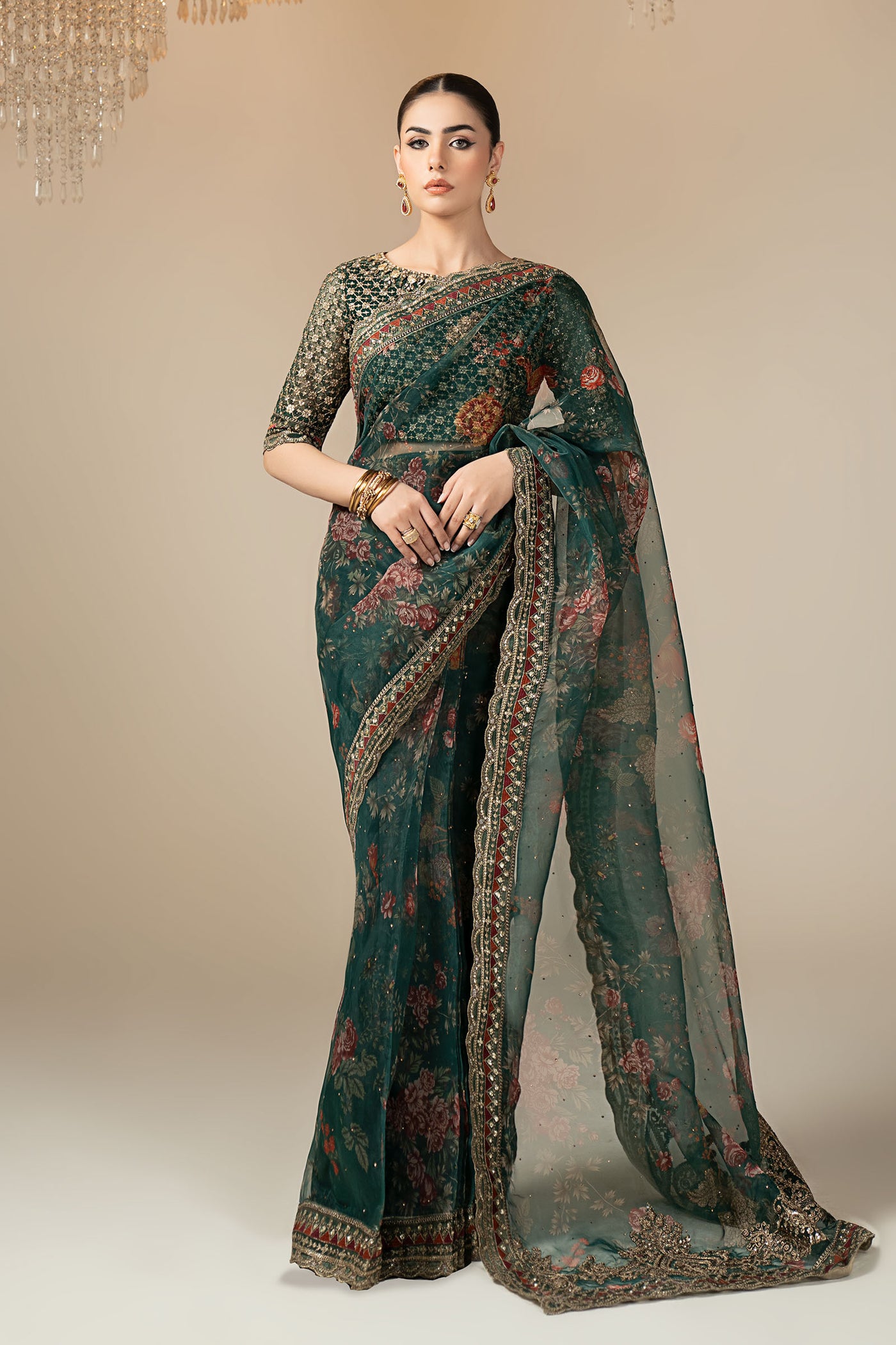 Embroidered Organza Saree