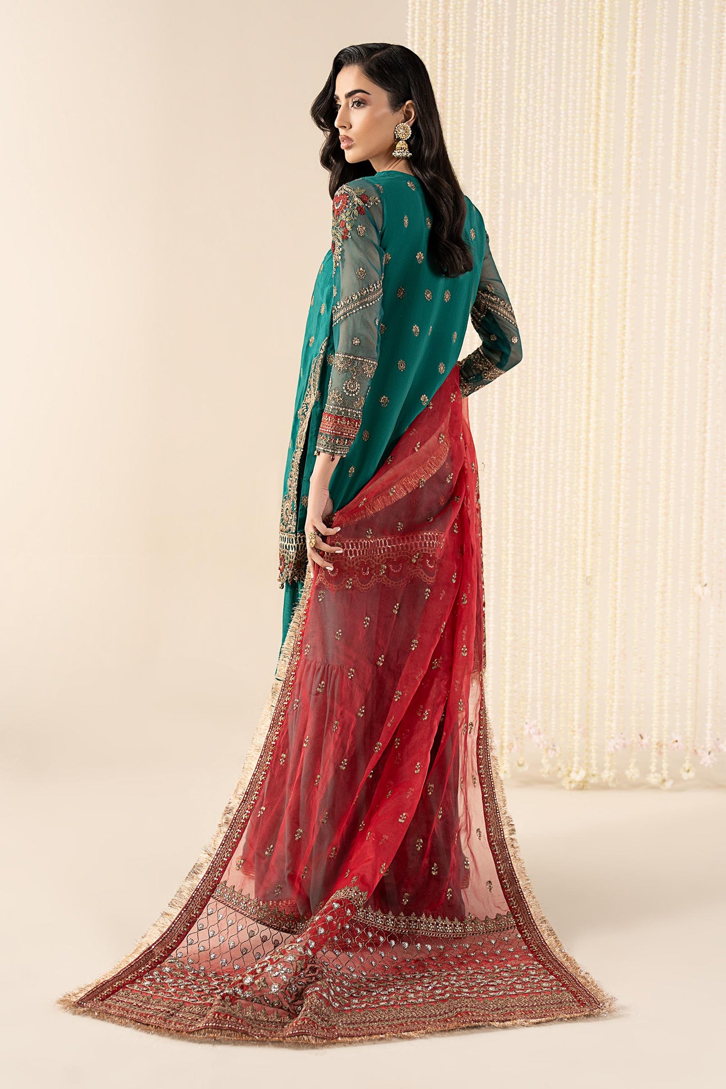 3 Piece Embroidered Raw Silk Suit