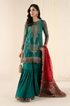 3 Piece Embroidered Raw Silk Suit