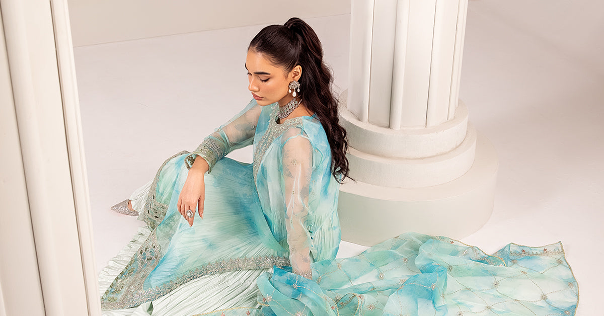 3 Piece Embroidered Organza Suit