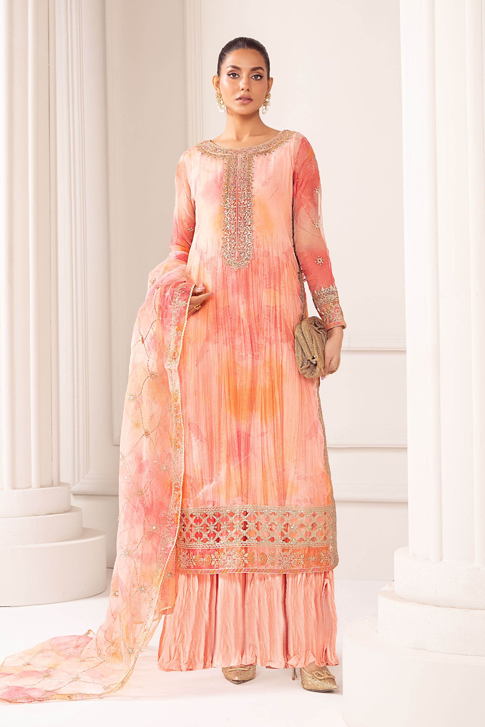 3 Piece Embroidered Organza Suit