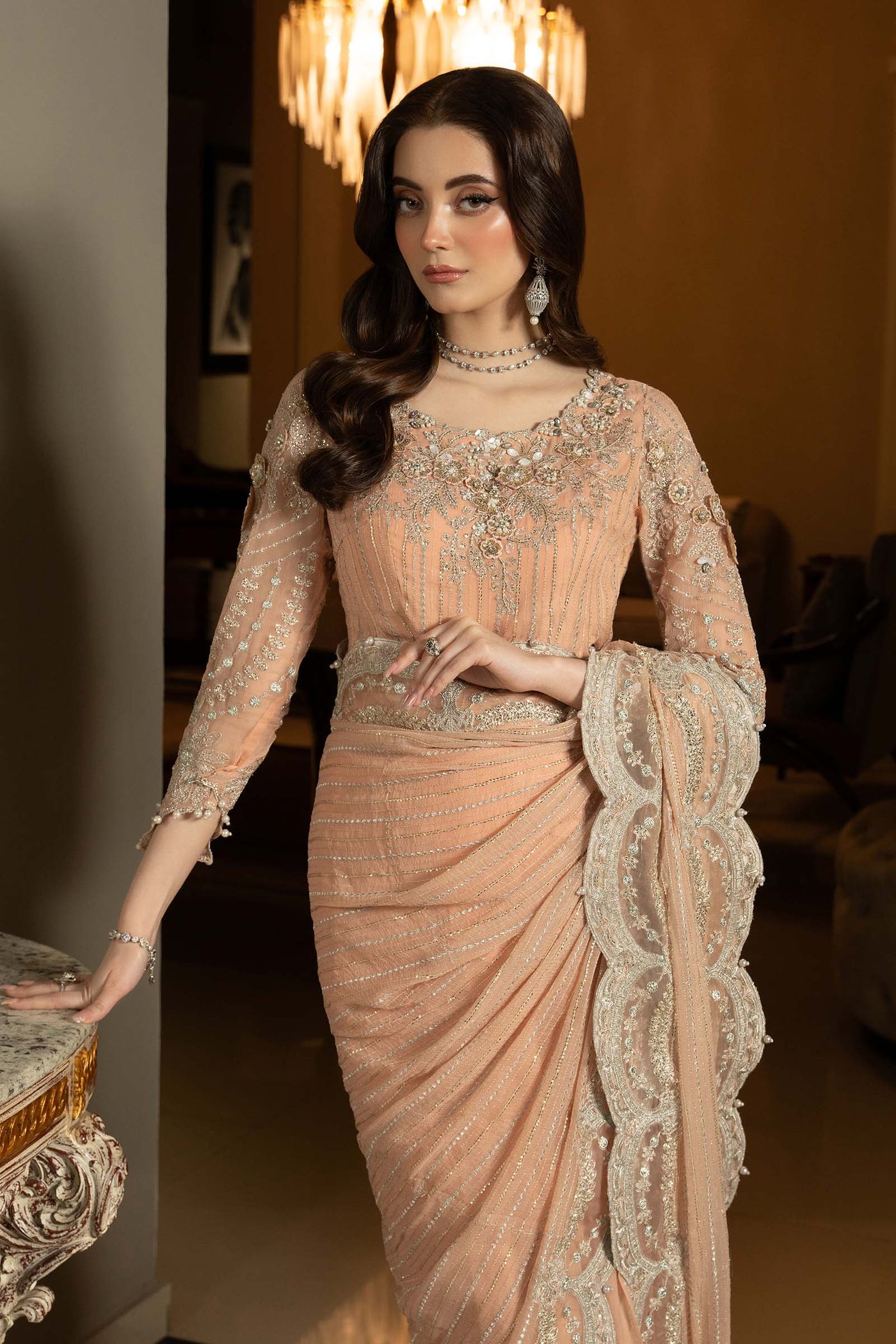 Embroidered Chiffon Saree
