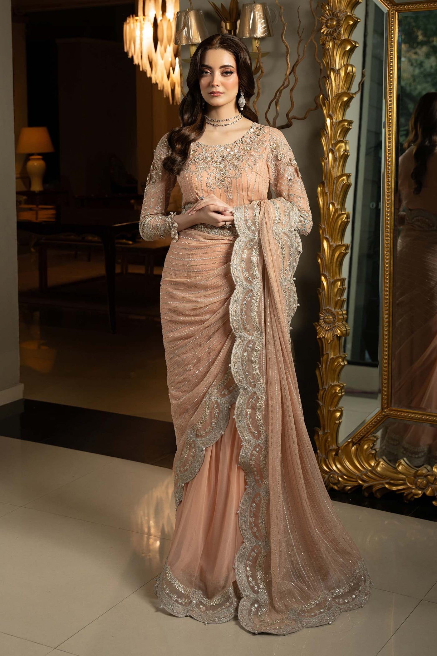 Embroidered Chiffon Saree