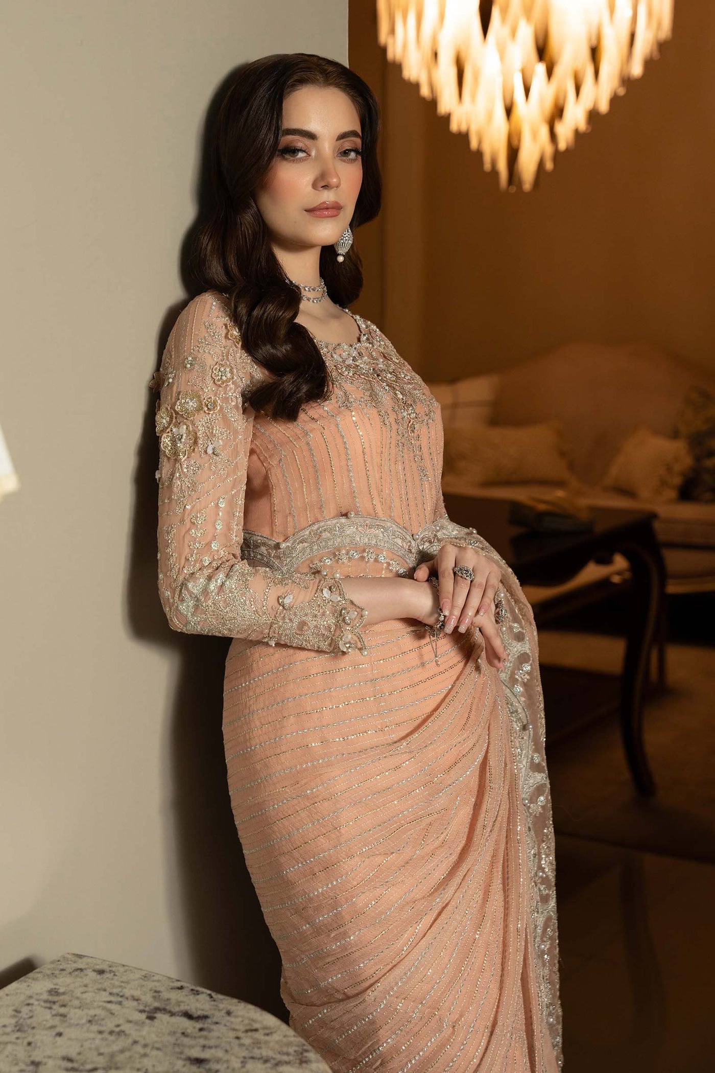 Embroidered Chiffon Saree