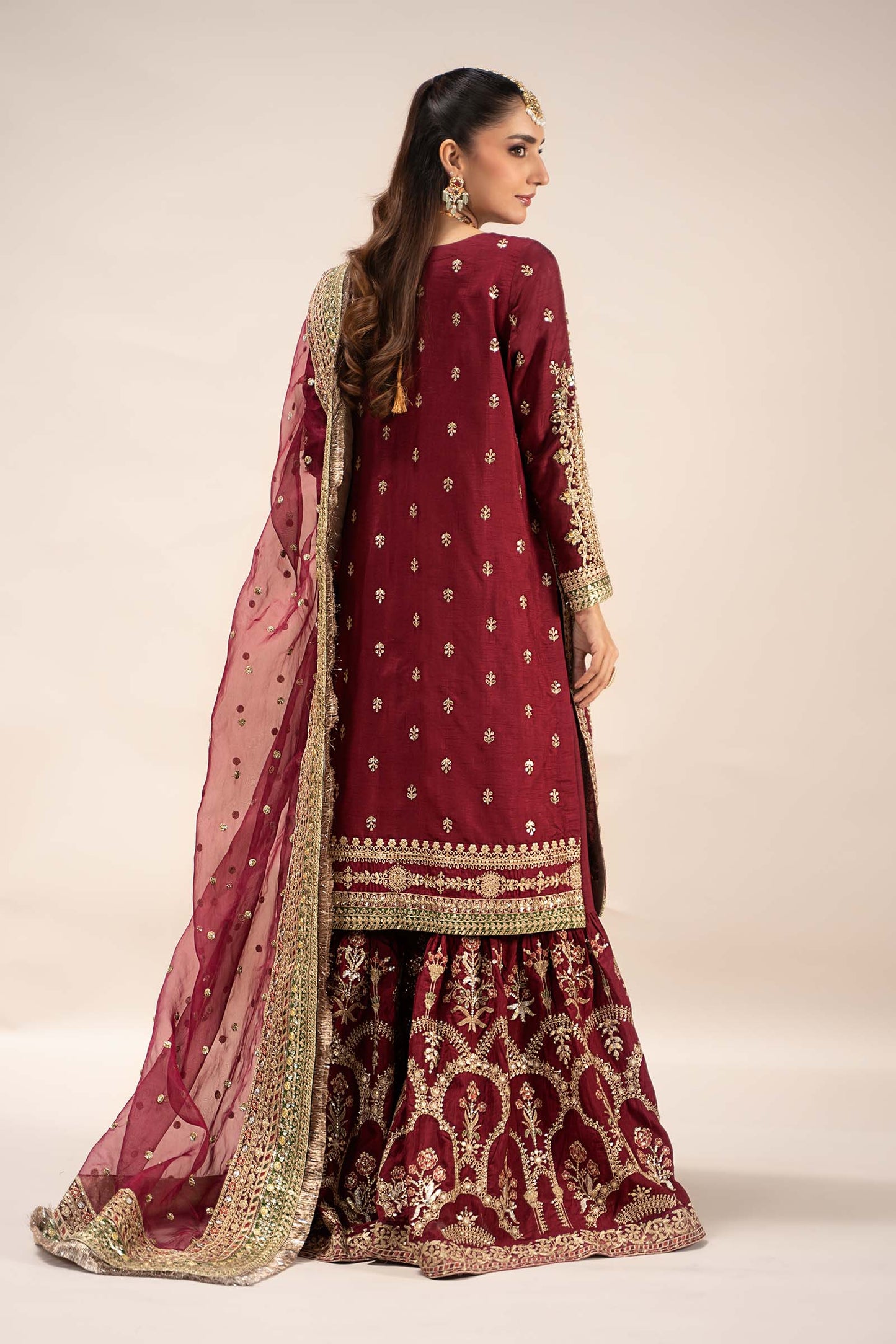 3 Piece Embroidered Raw Silk Suit