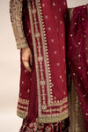 3 Piece Embroidered Raw Silk Suit
