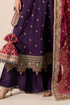 3 Piece Embroidered Raw Silk Suit