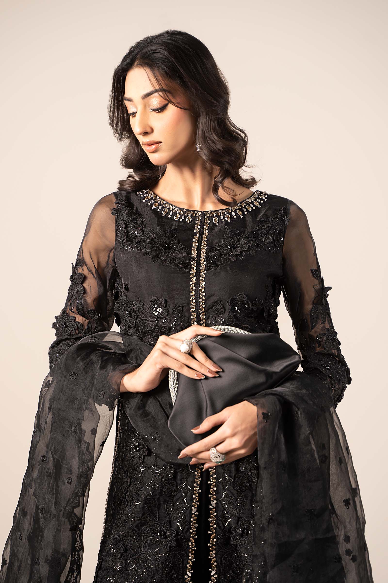 3 Piece Embroidered Organza Suit