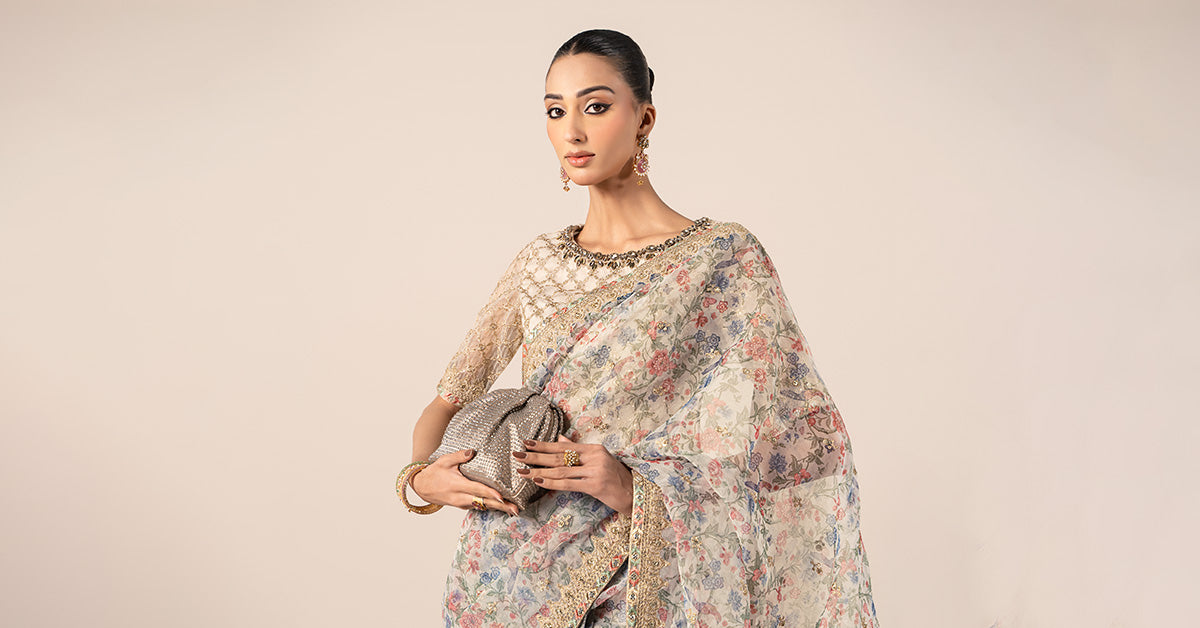 Embroidered Organza Saree