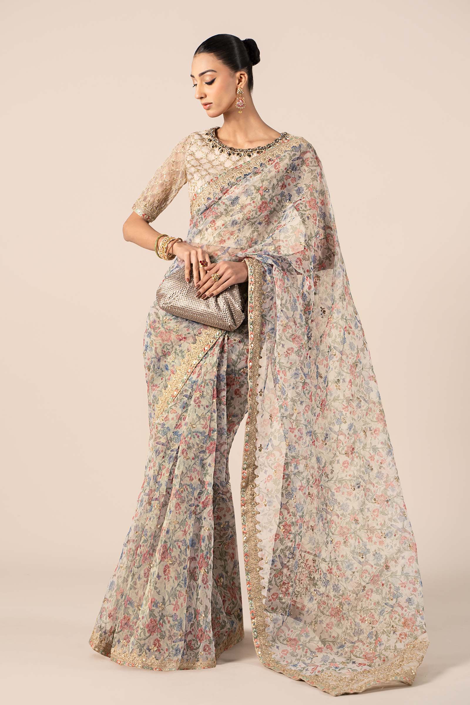 Embroidered Organza Saree