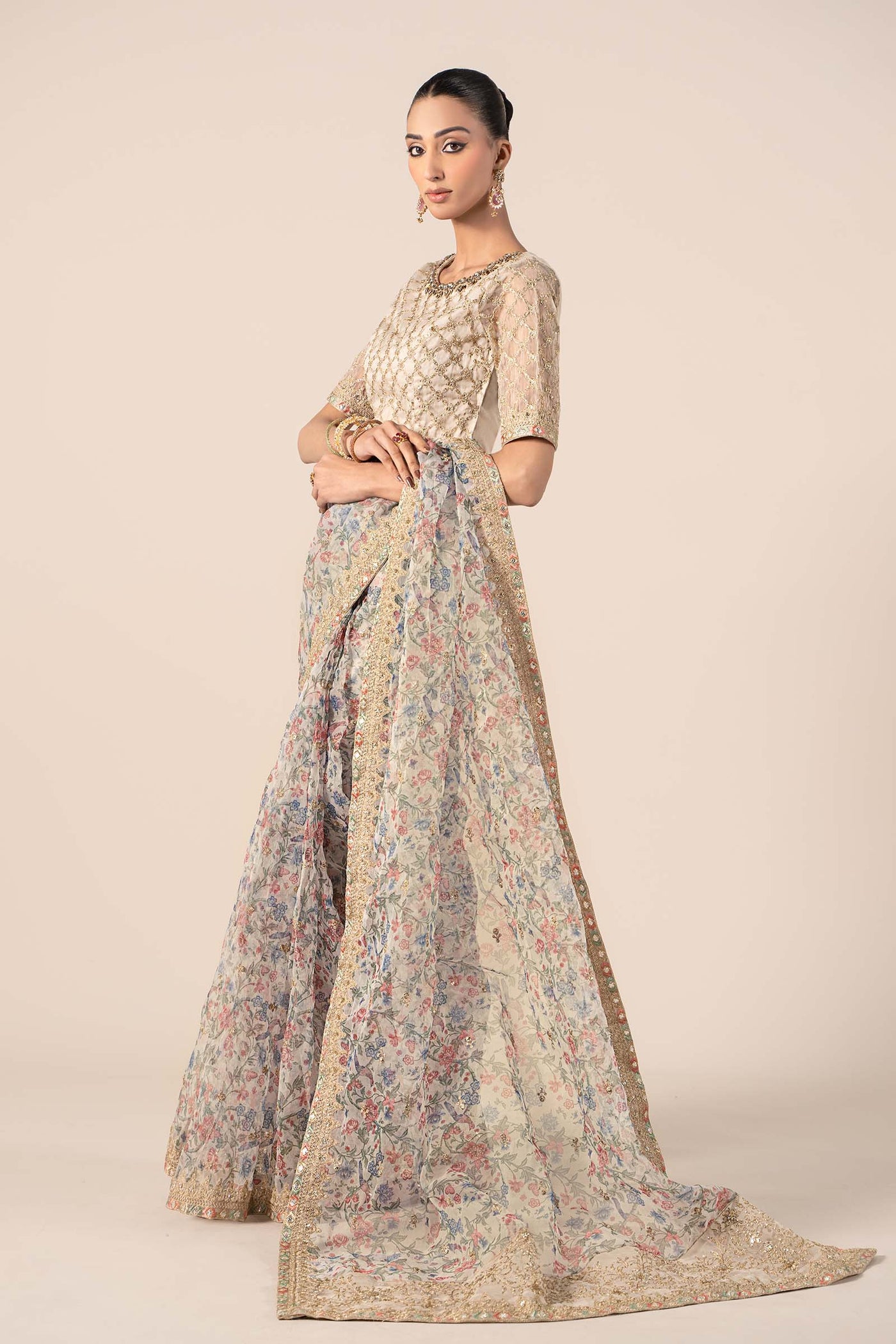Embroidered Organza Saree