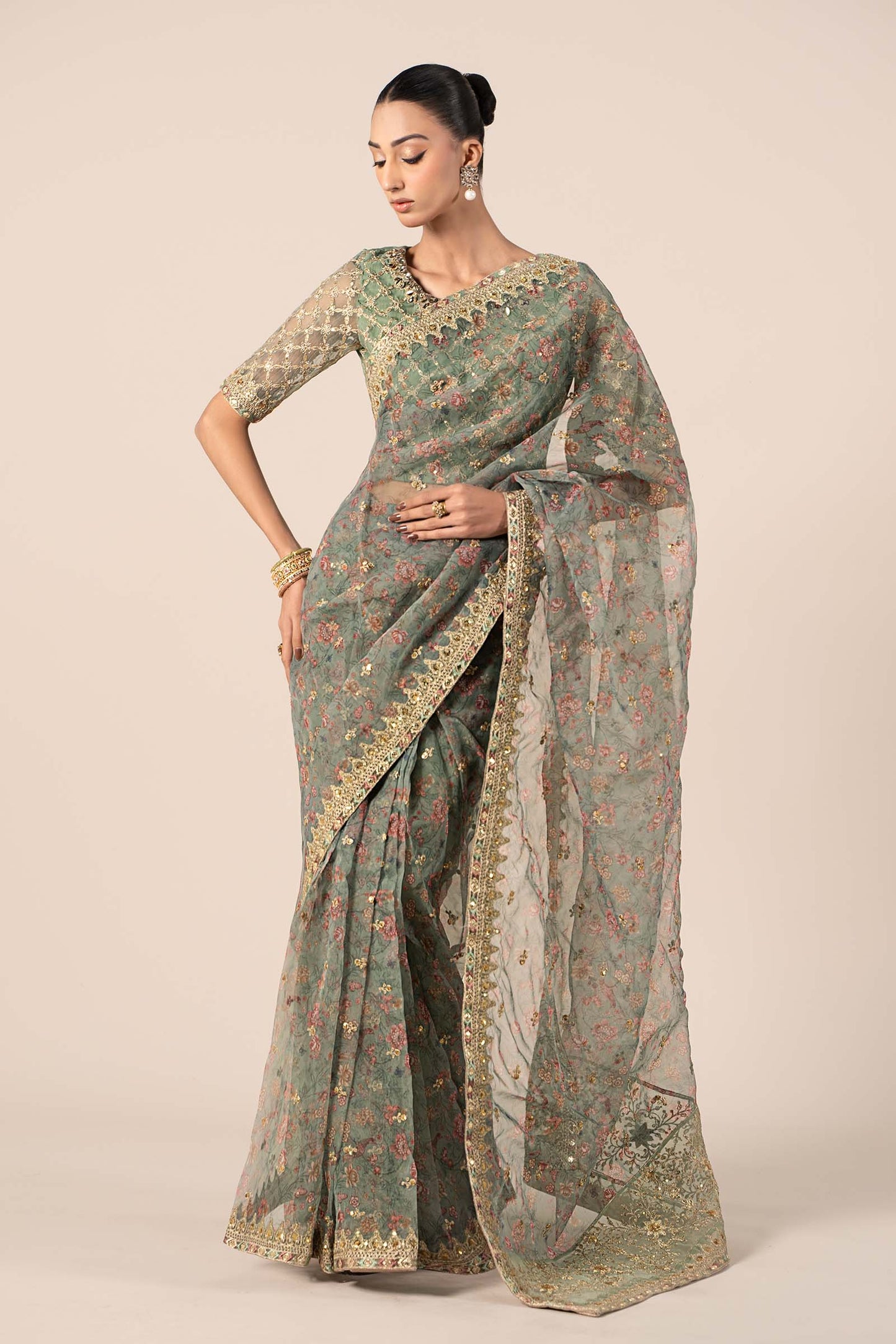 Embroidered Organza Saree