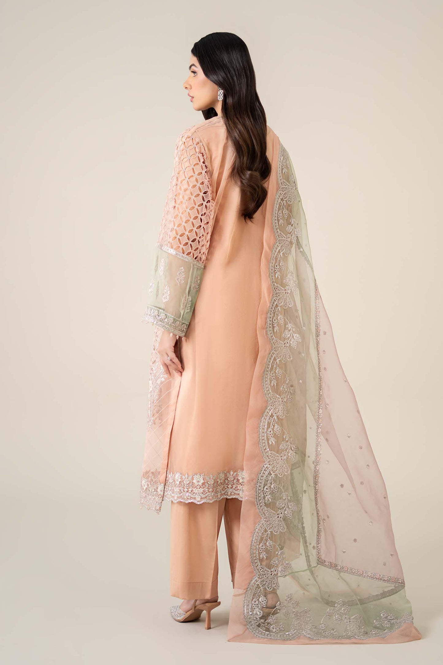 3 Piece Embroidered Organza Suit
