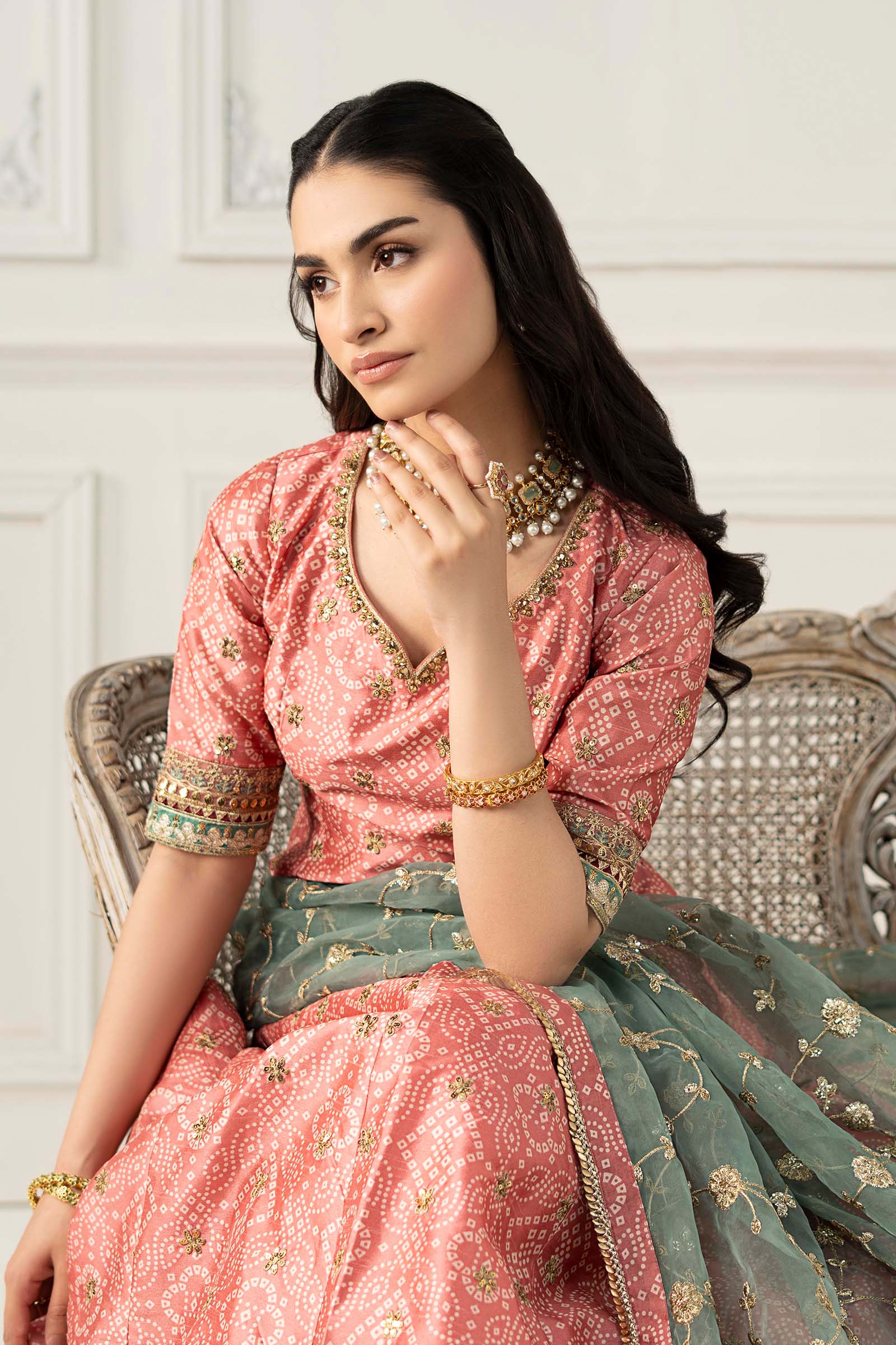 3 Piece Embroidered Raw Silk Suit