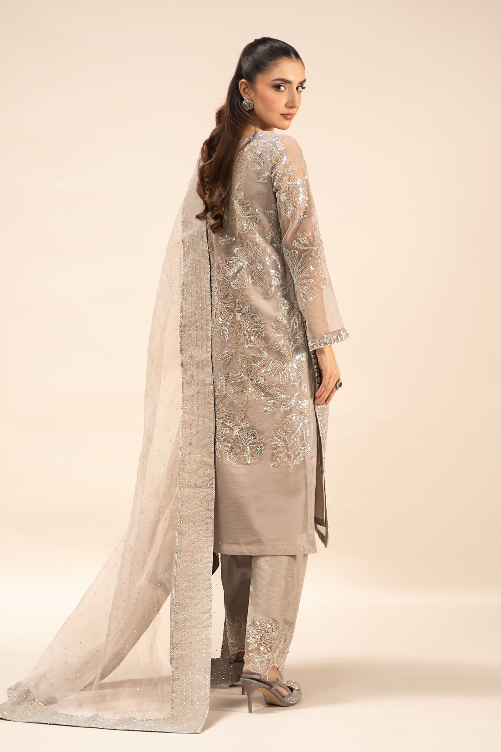 3 Piece Embroidered Organza Suit