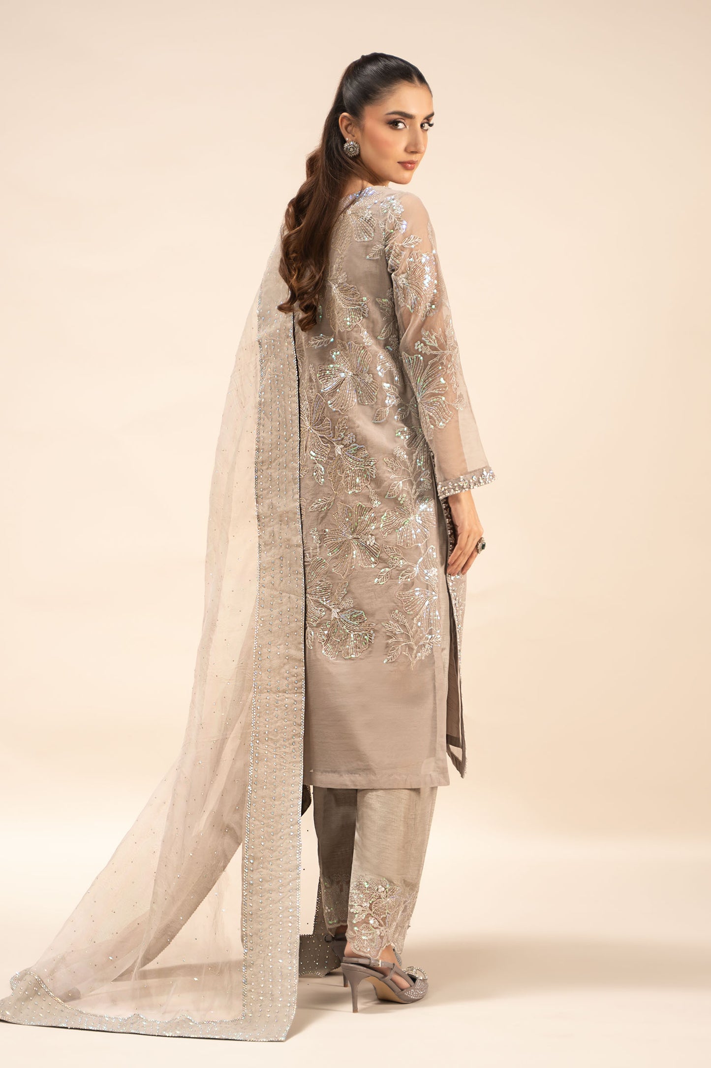 3 Piece Embroidered Organza Suit