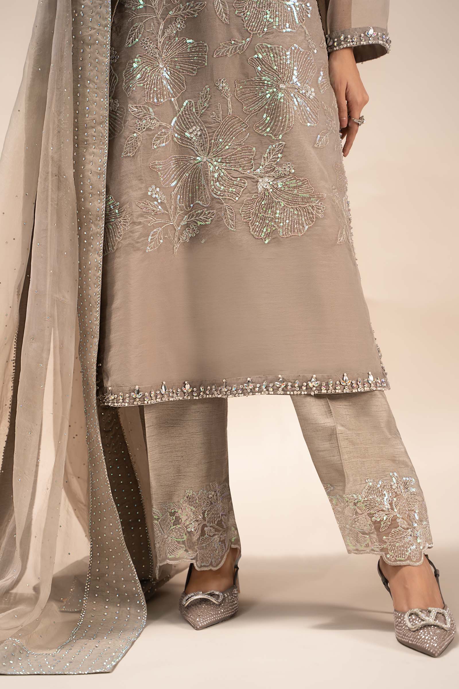 3 Piece Embroidered Organza Suit