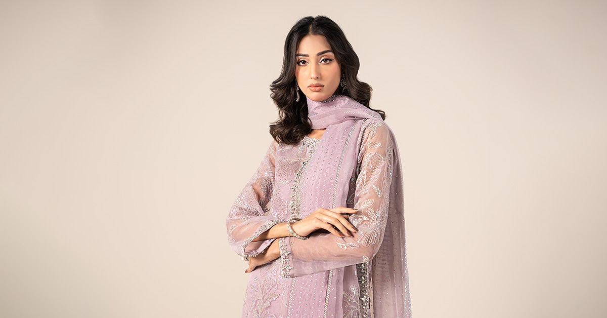 3 Piece Embroidered Organza Suit