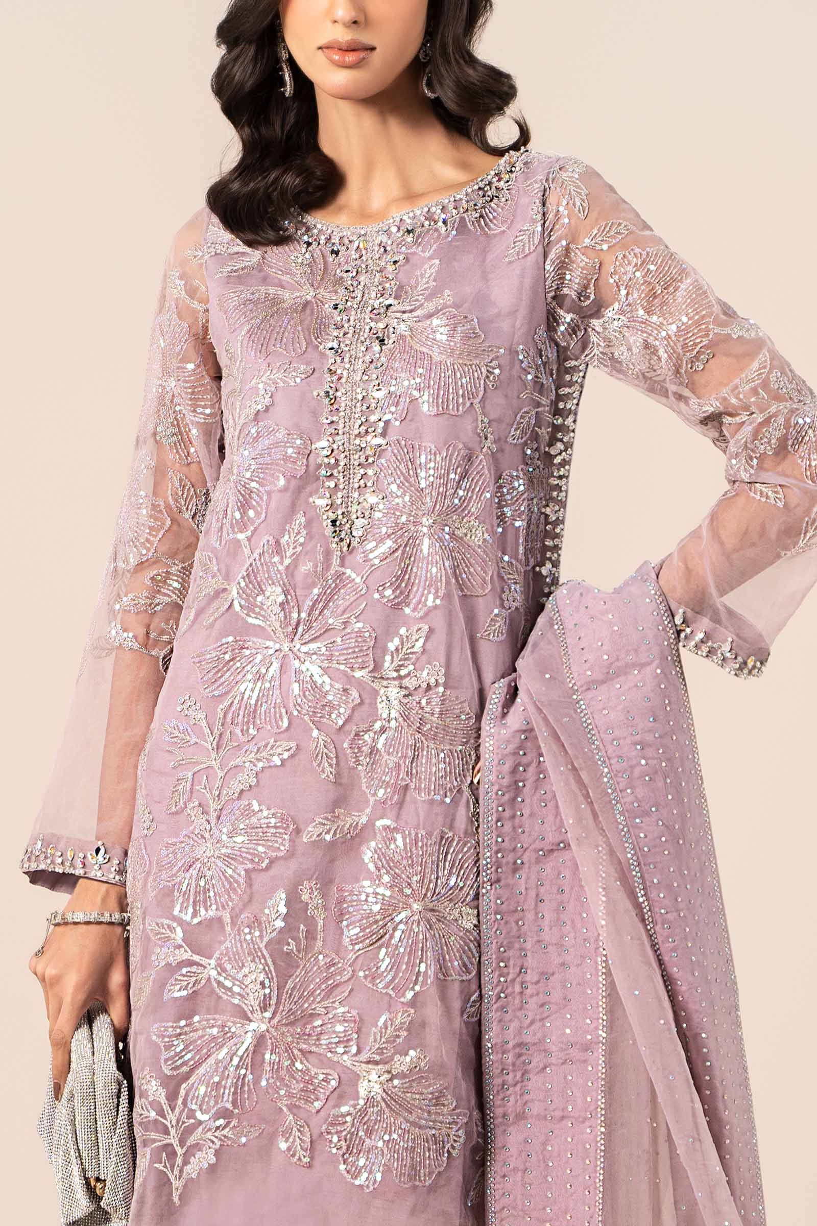 3 Piece Embroidered Organza Suit