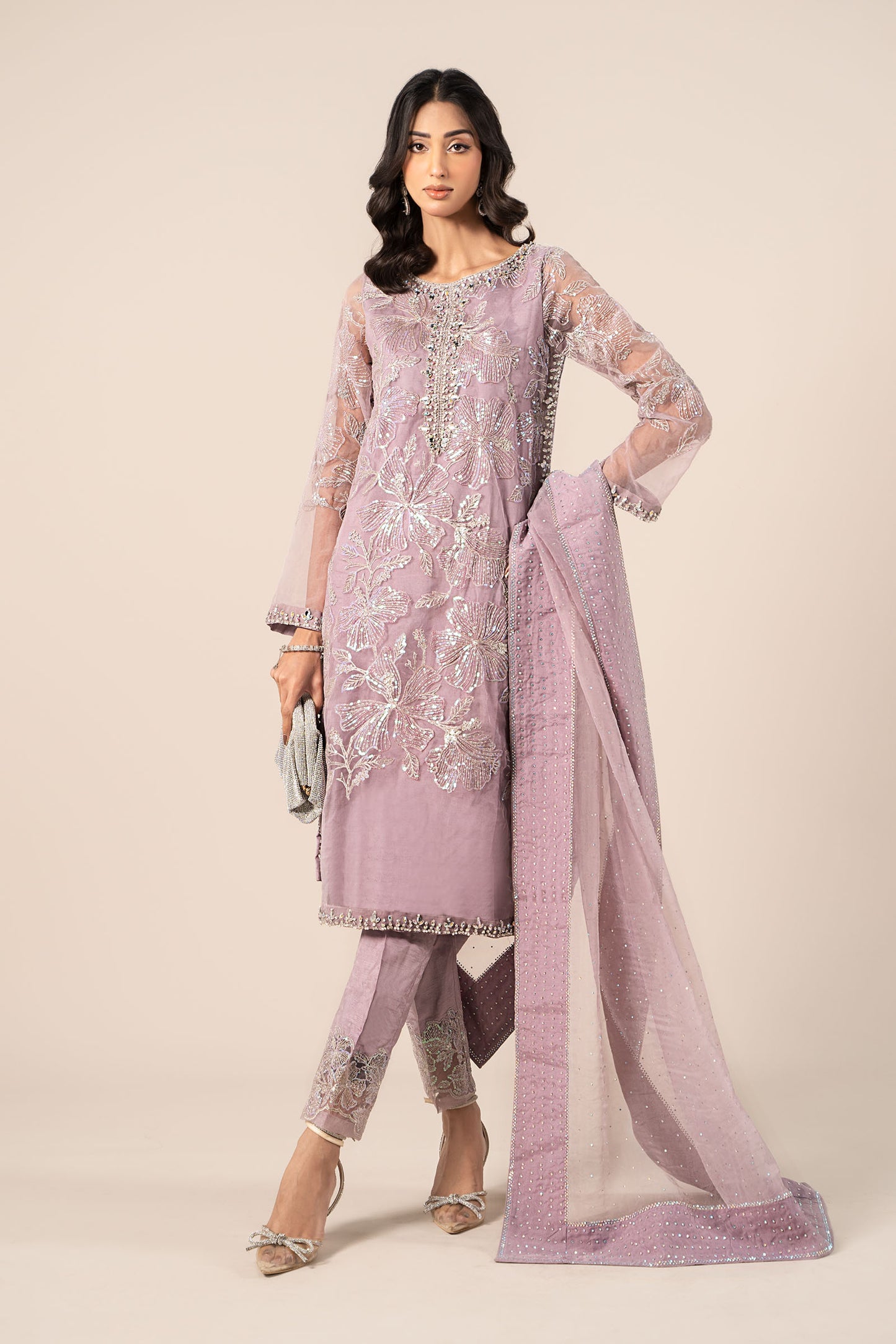 3 Piece Embroidered Organza Suit