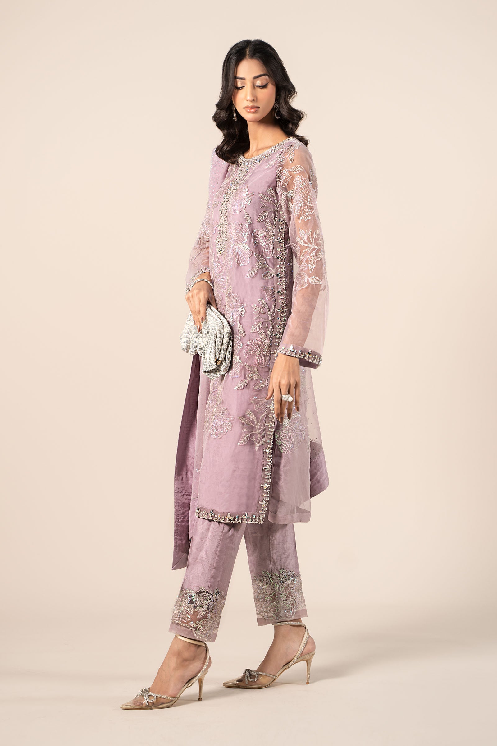 3 Piece Embroidered Organza Suit