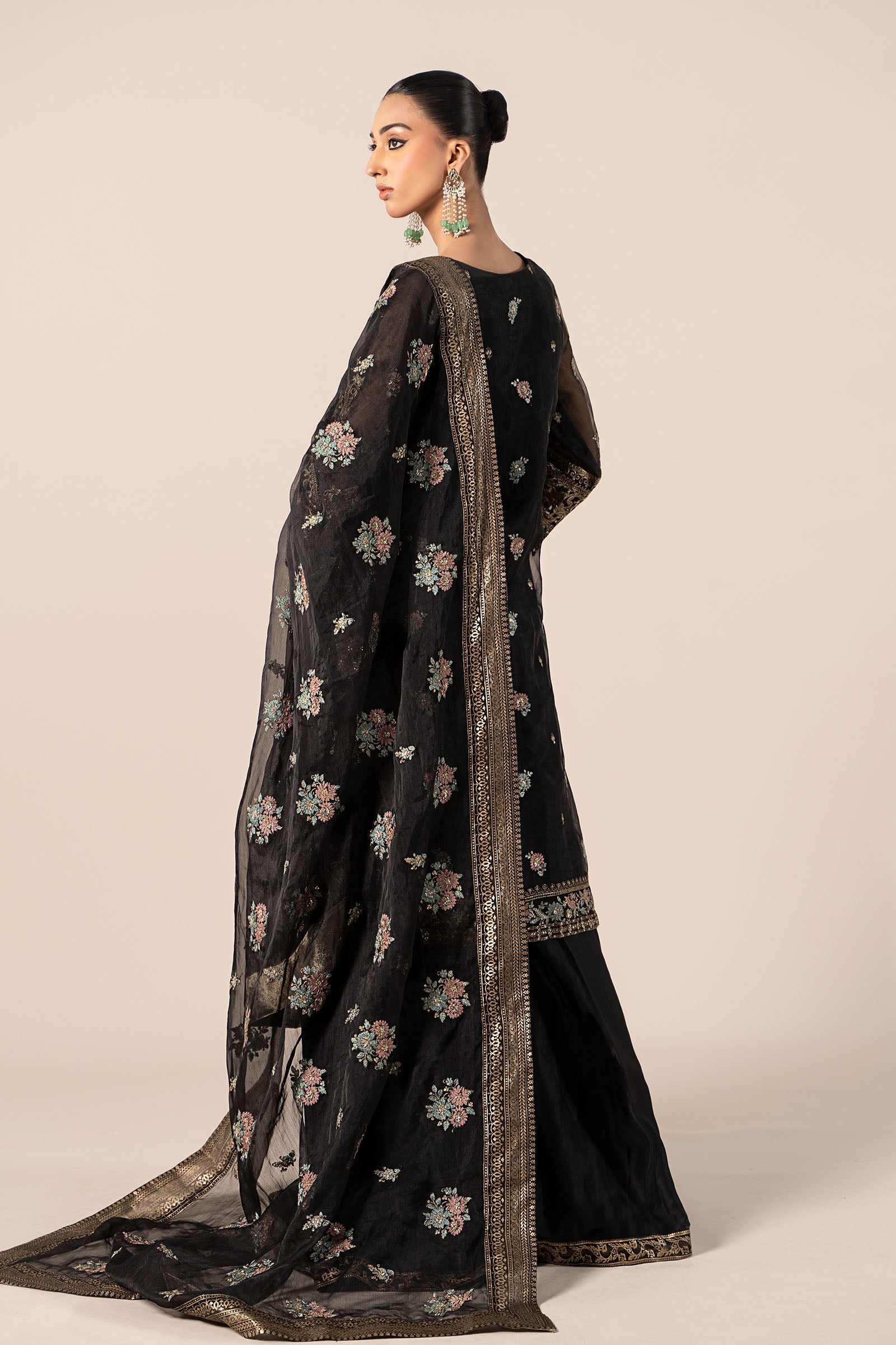 3 Piece Embroidered Organza Suit