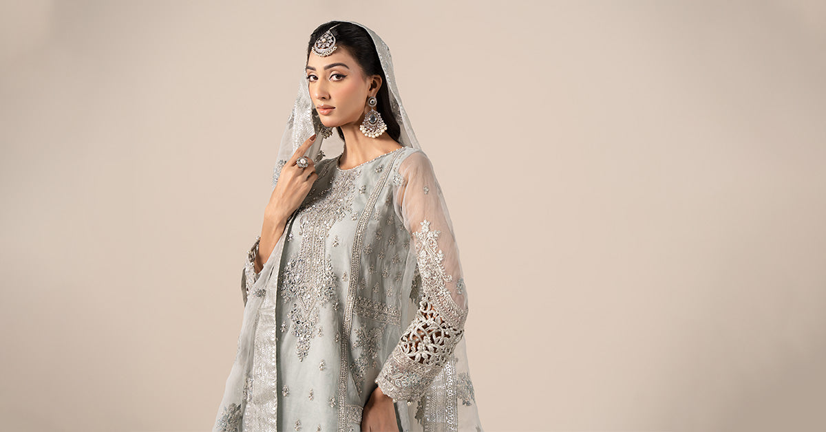 3 Piece Embroidered Organza Suit