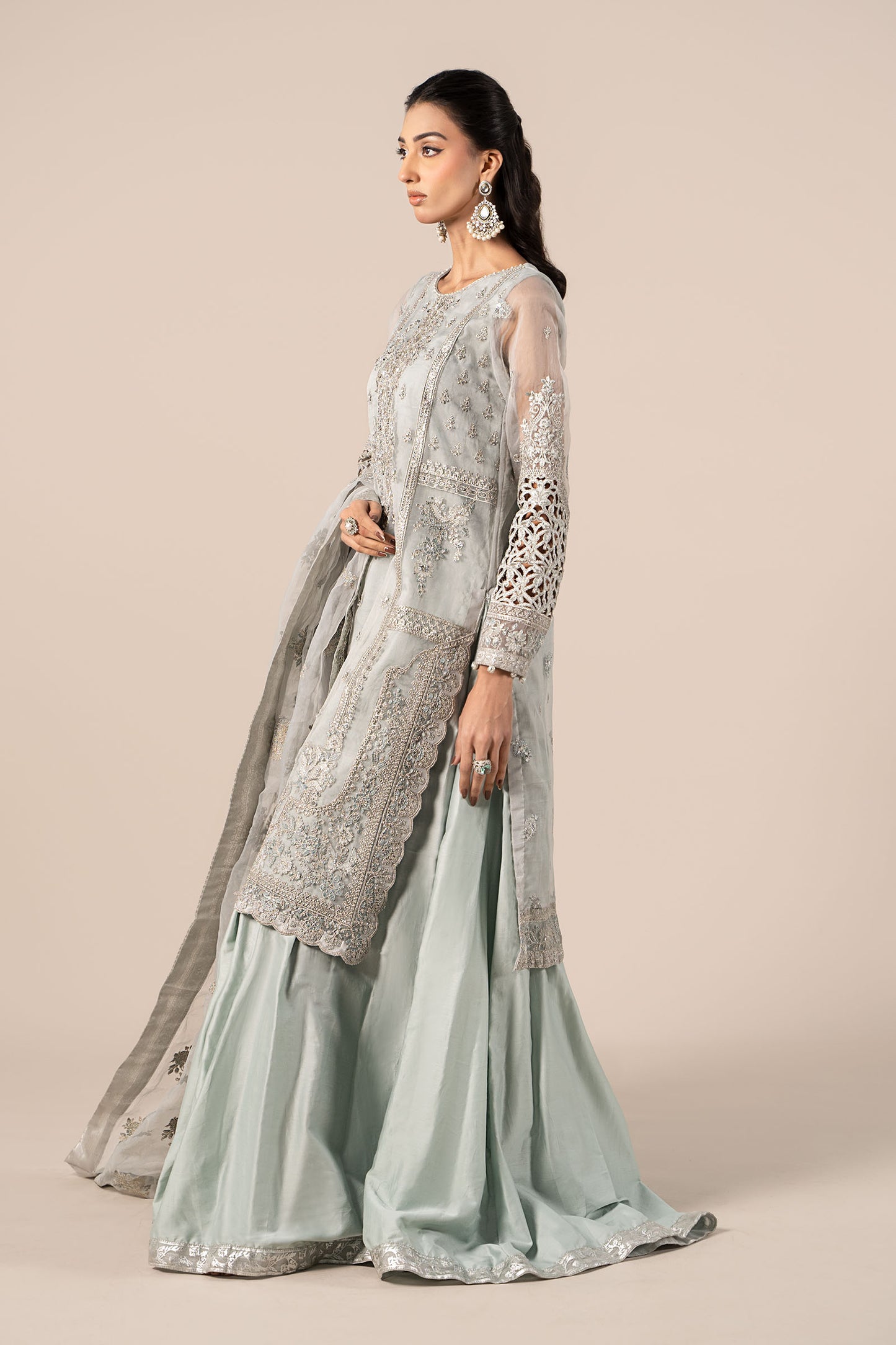 3 Piece Embroidered Organza Suit
