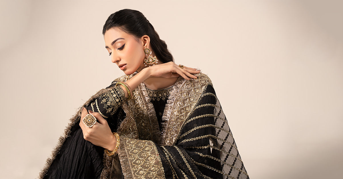 3 Piece Embroidered Raw Silk Suit