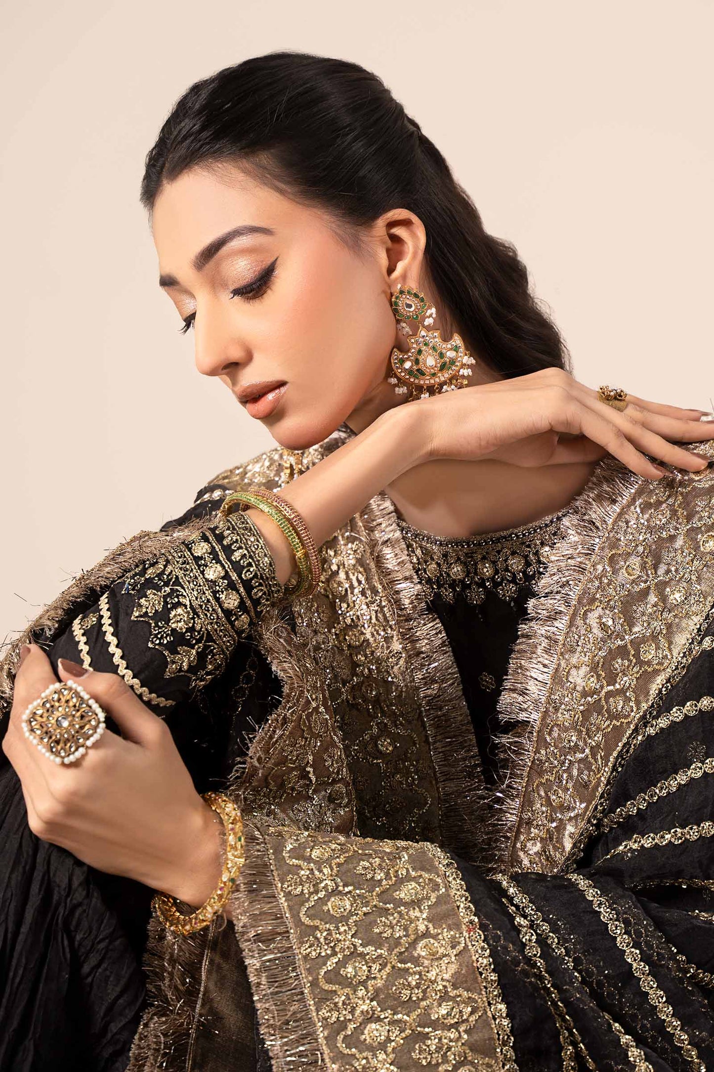 3 Piece Embroidered Raw Silk Suit