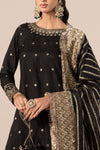 3 Piece Embroidered Raw Silk Suit